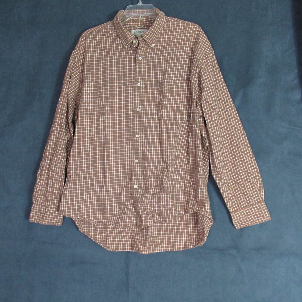 J Crew Shirt Mens Size XL Brown Cream Flannel Plaid Button Down Cabincore Preppy